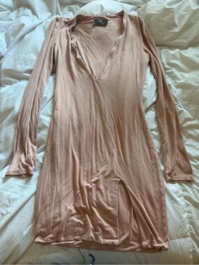 Lux LA Soft Blush Deep V Mini Rayon Dress